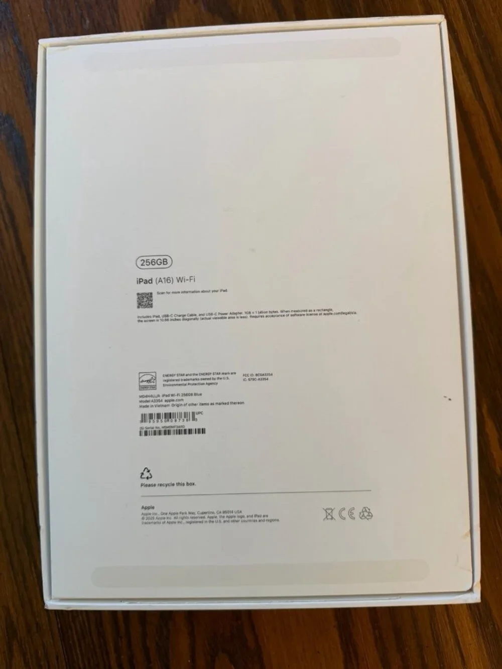 Apple iPad 11th Generation Blue 256GB A3354 (A16) Wifi 2025 (EMPTY BOX ONLY)